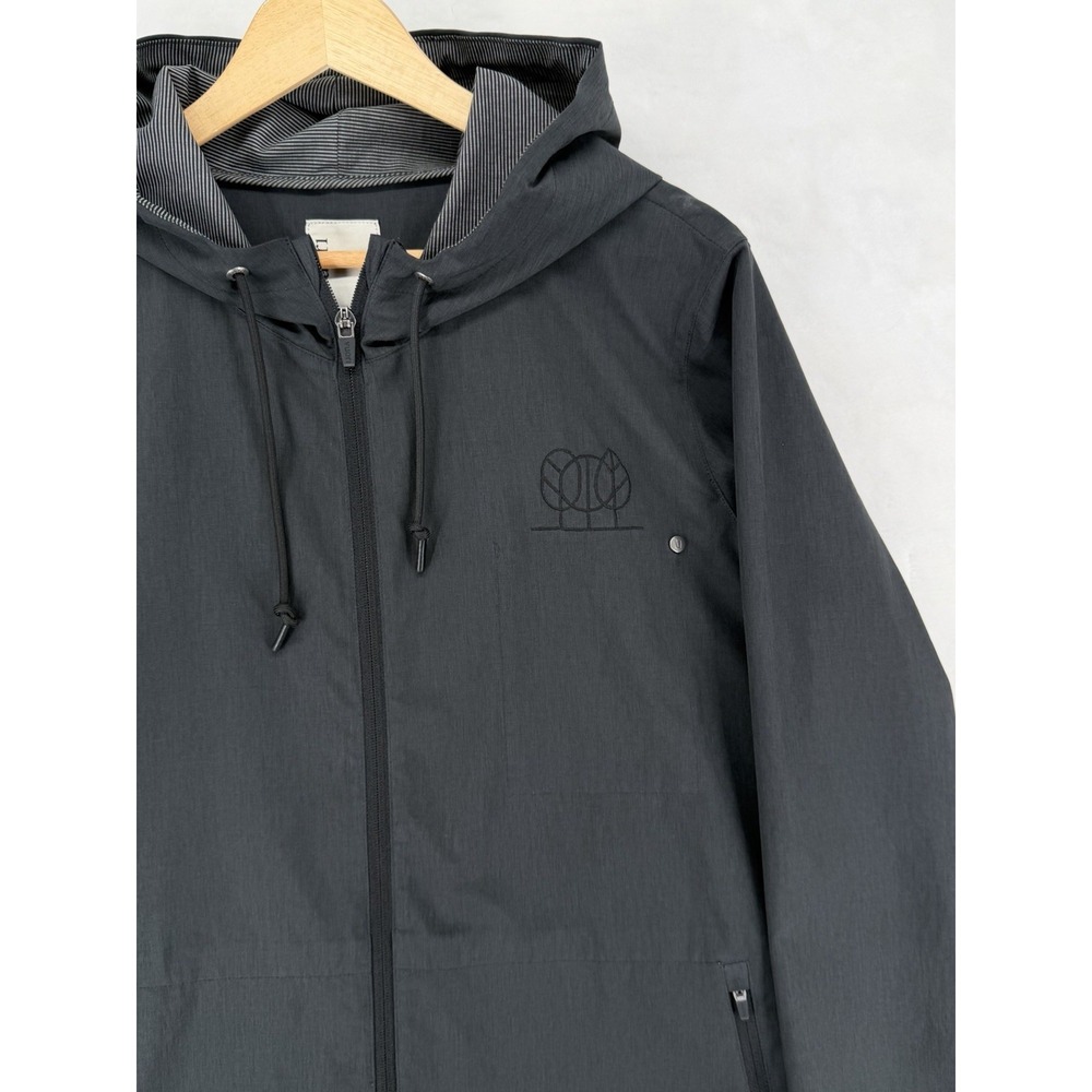 Vuori Men's Outdoor Trainer Shell Jacket Black Full Zip Hooded Stretch Large